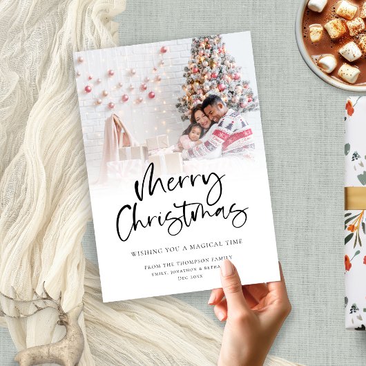 Moderne familiefoto overlay Vrolijk kerstfeest Feestdagenkaart