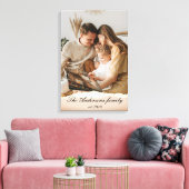 Moderne familiefoto & persoonlijke naam cadeau canvas afdruk (Insitu (Woonkamer))