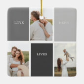 Moderne familiefoto & persoonlijke naam cadeau keramisch ornament (Achterkant)