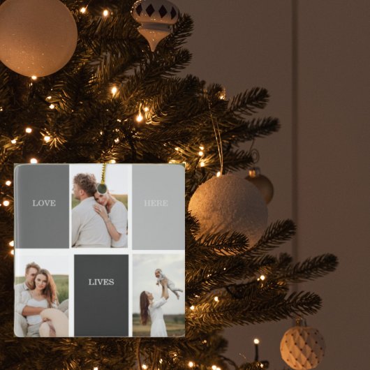 Moderne familiefoto & persoonlijke naam cadeau keramisch ornament