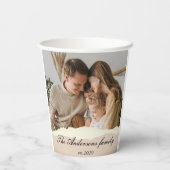 Moderne familiefoto & persoonlijke naam cadeau papieren bekers (Achterkant)