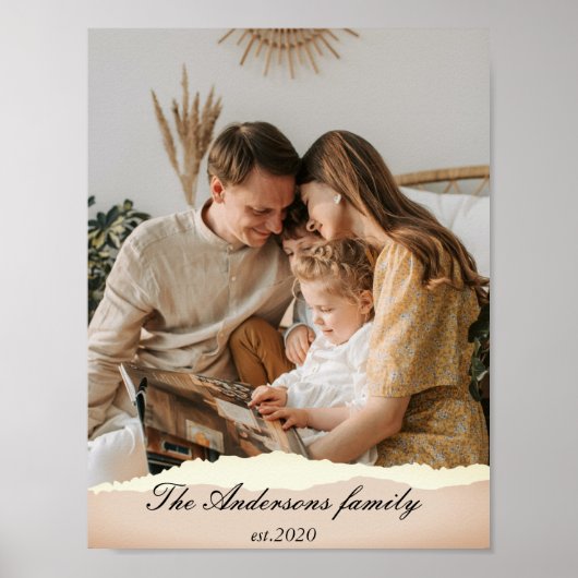 Moderne familiefoto & persoonlijke naam cadeau poster (Voorkant)