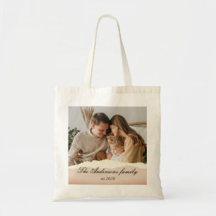 Moderne familiefoto & persoonlijke naam cadeau tote bag
