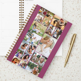 Moderne familiefotocollage 19 foto's Roze Planner