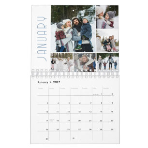 Moderne familiefotocollage 6 per maand kalender