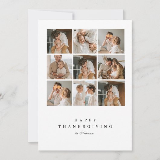 Moderne Familiefotocollage Happy Thanksgiving Kaart (Voorkant)