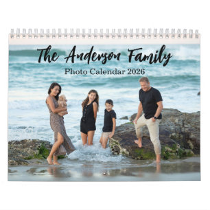 Moderne familiefotocollage kalender