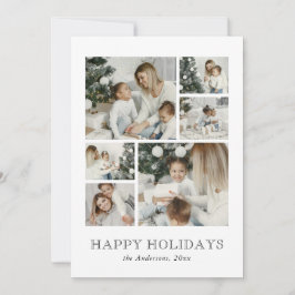 Moderne familiefotocollage Kerstvakantiekaart Feestdagenkaart