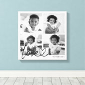 Moderne familiefotocollage Liefdesscript Canvas Afdruk (Insitu (Houten vloer))