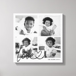 Moderne familiefotocollage Liefdesscript Canvas Afdruk