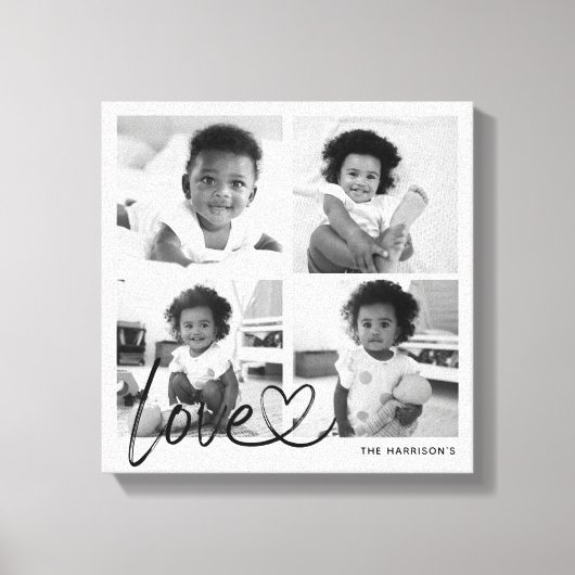 Moderne familiefotocollage Liefdesscript Canvas Afdruk (Voorkant)