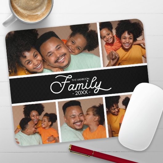 Moderne familiefotocollage muismat