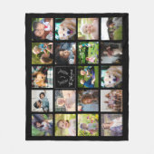 Moderne familiefoto's zwart-wit monogram fleece deken (Voorkant)