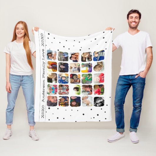 Moderne familiekollage fleece deken (In situ)