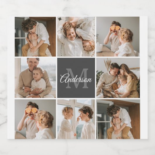 Moderne familiekollage foto's en persoonlijke cade bier etiket (Enkel label)