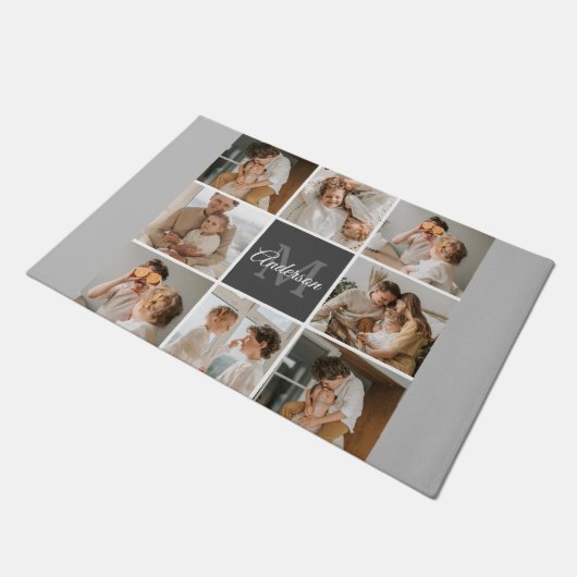 Moderne familiekollage foto's en persoonlijke cade deurmat (Schuin)