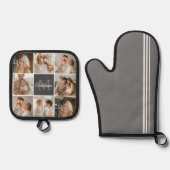 Moderne familiekollage foto's en persoonlijke cade ovenwant & pannenlap set (Voorkant)