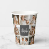 Moderne familiekollage foto's en persoonlijke cade papieren bekers (Achterkant)
