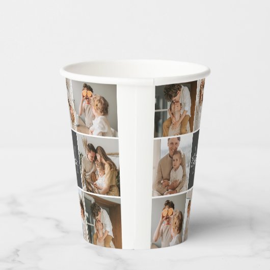 Moderne familiekollage foto's en persoonlijke cade papieren bekers (Rechts)