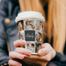 Moderne familiekollage foto's en persoonlijke cade