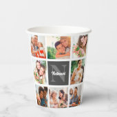 Moderne familiekollage foto's en persoonlijke cade papieren bekers (Achterkant)