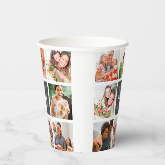 Moderne familiekollage foto's en persoonlijke cade papieren bekers (Rechts)