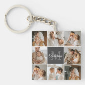 Moderne familiekollage foto's en persoonlijke cade sleutelhanger (voorkant)