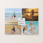 Moderne familiekollage legpuzzel<br><div class="desc">Een puzzel van de familiefoto die u toelaat om 4 afbeeldingen en een vierkant voor u te uploaden om de tekst aan te passen.</div>