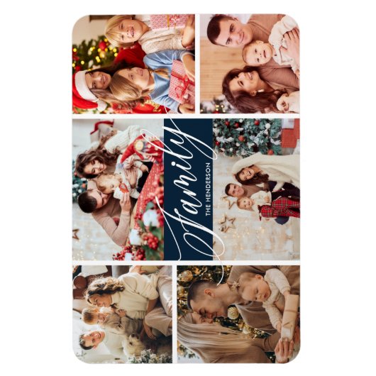 Moderne familiekollage magneet (Verticaal)