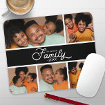 Moderne familiekollage muismat<br><div class="desc">Transformeer uw werkruimte met een gepersonaliseerde muismat met behulp van deze dynamische fotocollage-sjabloon. Voeg moeiteloos uw favoriete afbeeldingen,  het jaar,  uw familienaam en elke aangepaste tekst toe die u wenst. Maak het uniek voor jou!</div>