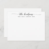 Moderne familiekoppels Naam Zwarte Chic Script Let Notitiekaartje (Voorkant / Achterkant)