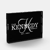 Moderne familiemonogram achternaam typografie zwar fotoblokken (Links)