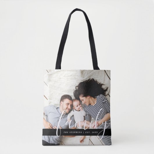 Moderne familiemonogram en datum van vaststelling tote bag (Voorkant)