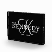 Moderne familiemonogram laatste naam typografie zw fotoblokken (Rechts)