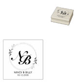 Moderne familiemonogramm krans retouradres hout rubberstempel (Gestempeld)