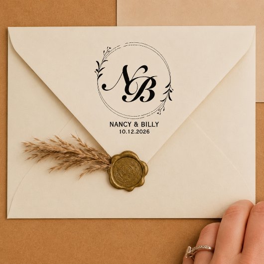 Moderne familiemonogramm krans retouradres hout rubberstempel