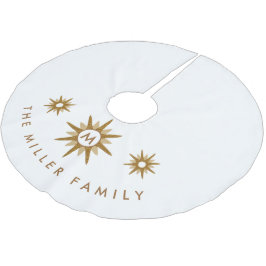 Moderne familiemonogramnaam Gold Starburst Design Kerstboom Rok