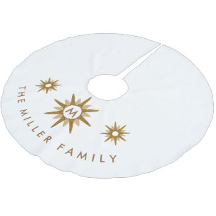 Moderne familiemonogramnaam Gold Starburst Design Kerstboom Rok
