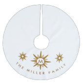 Moderne familiemonogramnaam Gold Starburst Design Kerstboom Rok (Voorkant)