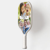 Moderne familienaam 2 fotocollage pickleball paddle (Links)