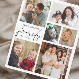Moderne familienaam 6 Foto Collage White Fleece Deken