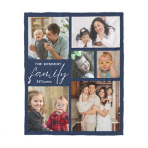 Moderne familienaam 6 Fotocollage Blauw