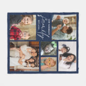 Moderne familienaam 6 Fotocollage Blauw Fleece Deken (Voorkant (Horizontaal))