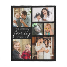 Moderne familienaam 6 fotocollage zwart