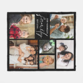 Moderne familienaam 6 fotocollage zwart fleece deken (Voorkant (Horizontaal))