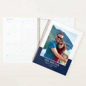 Moderne familienaam aangepast 2 foto Navy Wit Planner (Display)