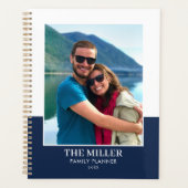 Moderne familienaam aangepast 2 foto Navy Wit Planner (Voorkant)