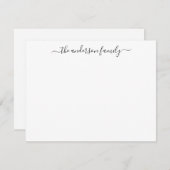 Moderne familienaam Black Script Kalligrafie Notitiekaartje (Voorkant / Achterkant)