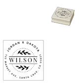 Moderne familienaam Botanisch retouradres Rubberstempel (Gestempeld)