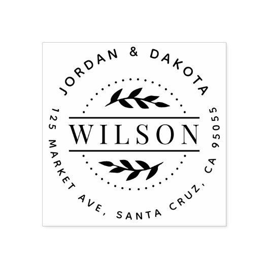 Moderne familienaam Botanisch retouradres Rubberstempel (Afrduk)